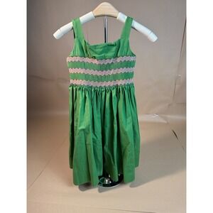 Strasburg Girls Green Smocked Sleeveless Dress size 6y